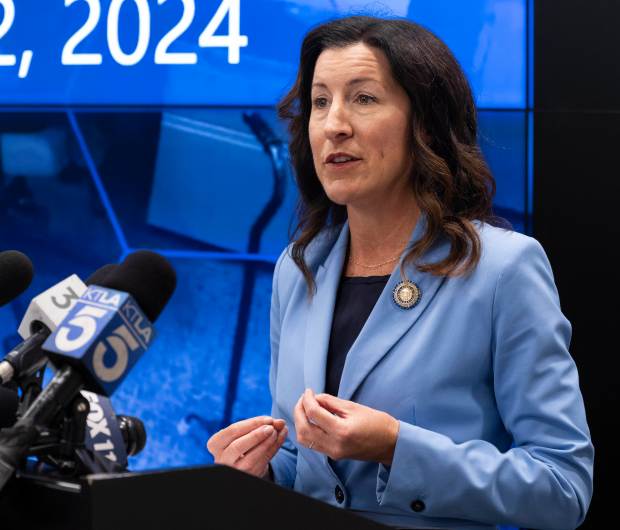 Assemblywoman Cottie Petrie-Norris speaks during the opening of the Real Time Crime Center in Irvine, CA on Thursday, Dec. 12, 2024. (Photo by Paul Bersebach, Orange County Register/SCNG)