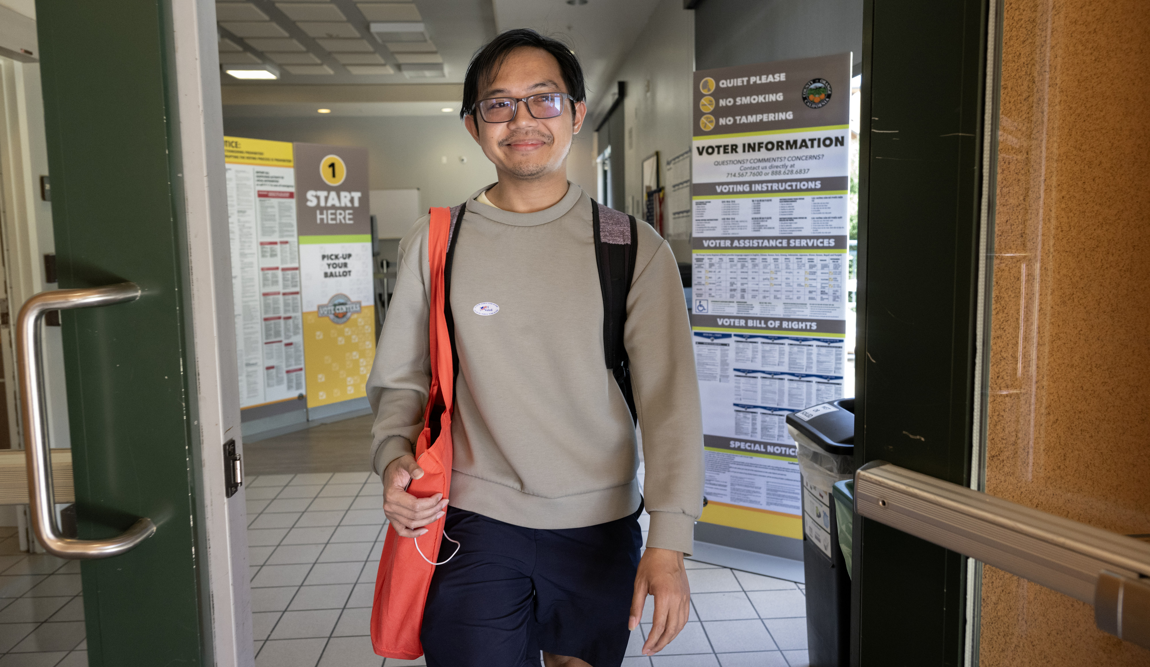 UC Irvine graduate student Romeo Ignacio, 27, leaves the campus...