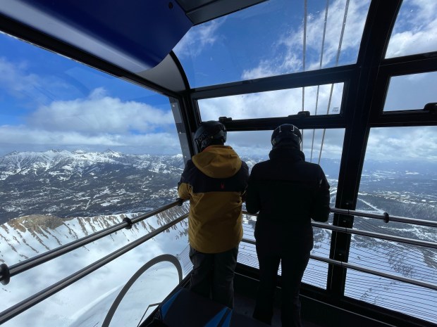 The Lone Peak tram provides skiers and riders with spectacular Rocky Mountain views. (Photo by Ben Davidson)