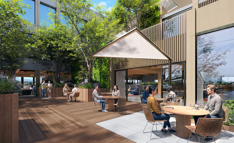 Rendering of outdoor deck at OCVIBE the Weave 