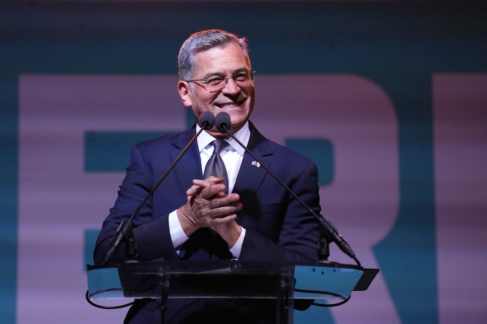 FILE -- California gubernatorial candidate Xavier Becerra speaks during an election night...