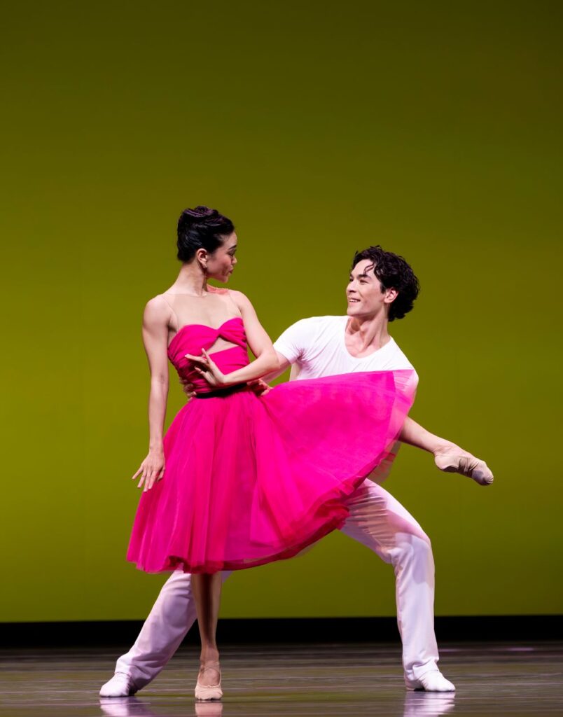 Pacific Northwest Ballet principal dancers Angelica Generosa and Christopher D’Ariano, in the Seattle premiere of PNB resident choreographer Jessica Lang’s "ZigZag". Set to the songs of legendary singer Tony Bennett - Photo by Angela Sterling.