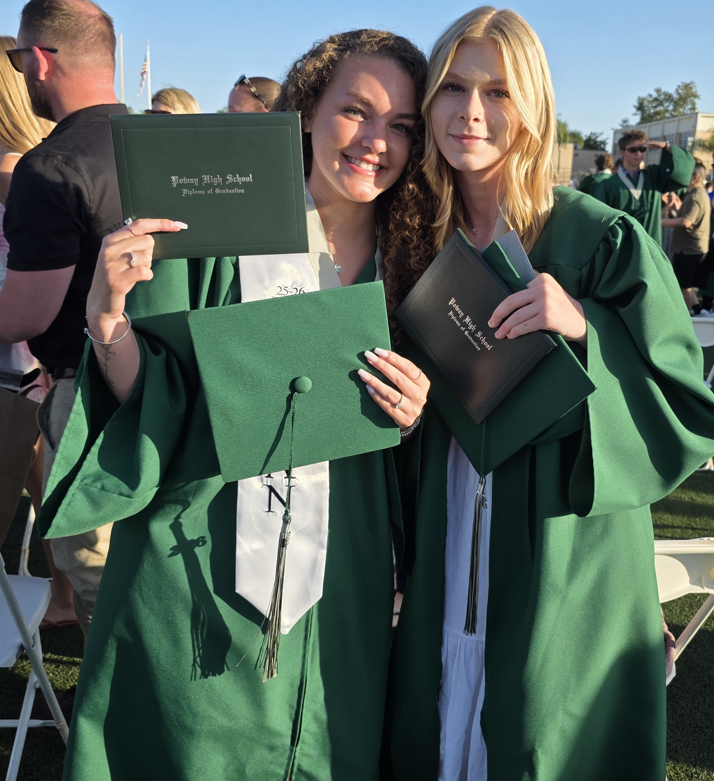 Gabriella Vargas, left, celebrates graduation night with Maelynn Berg. (Julie...