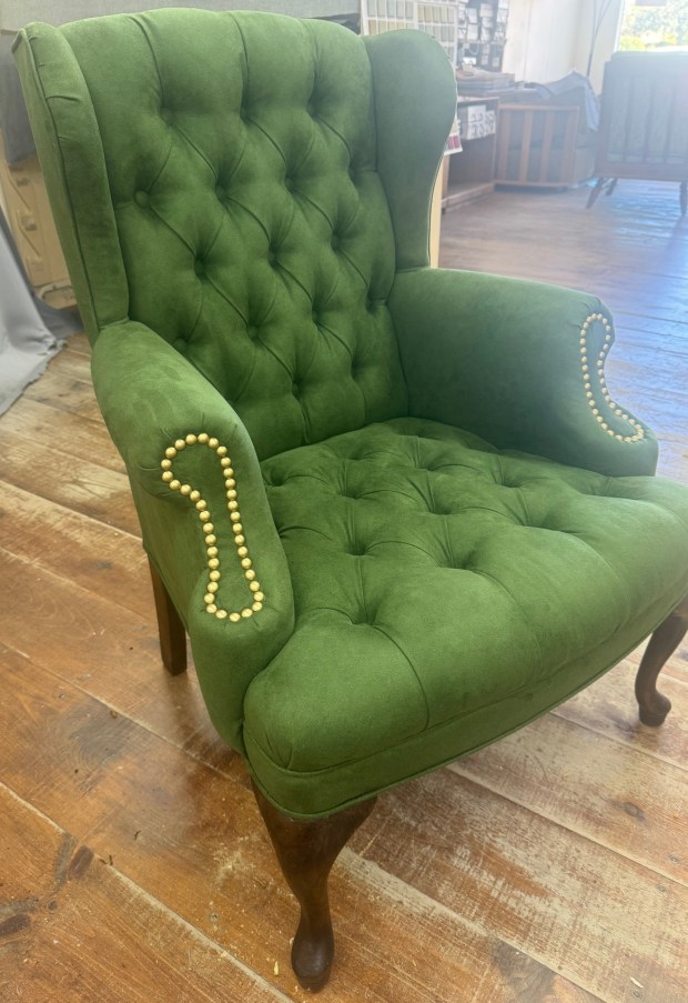 Casper Pailette can do stylish upholstery work on furniture such as this chair. (Courtesy Casper Pailette)