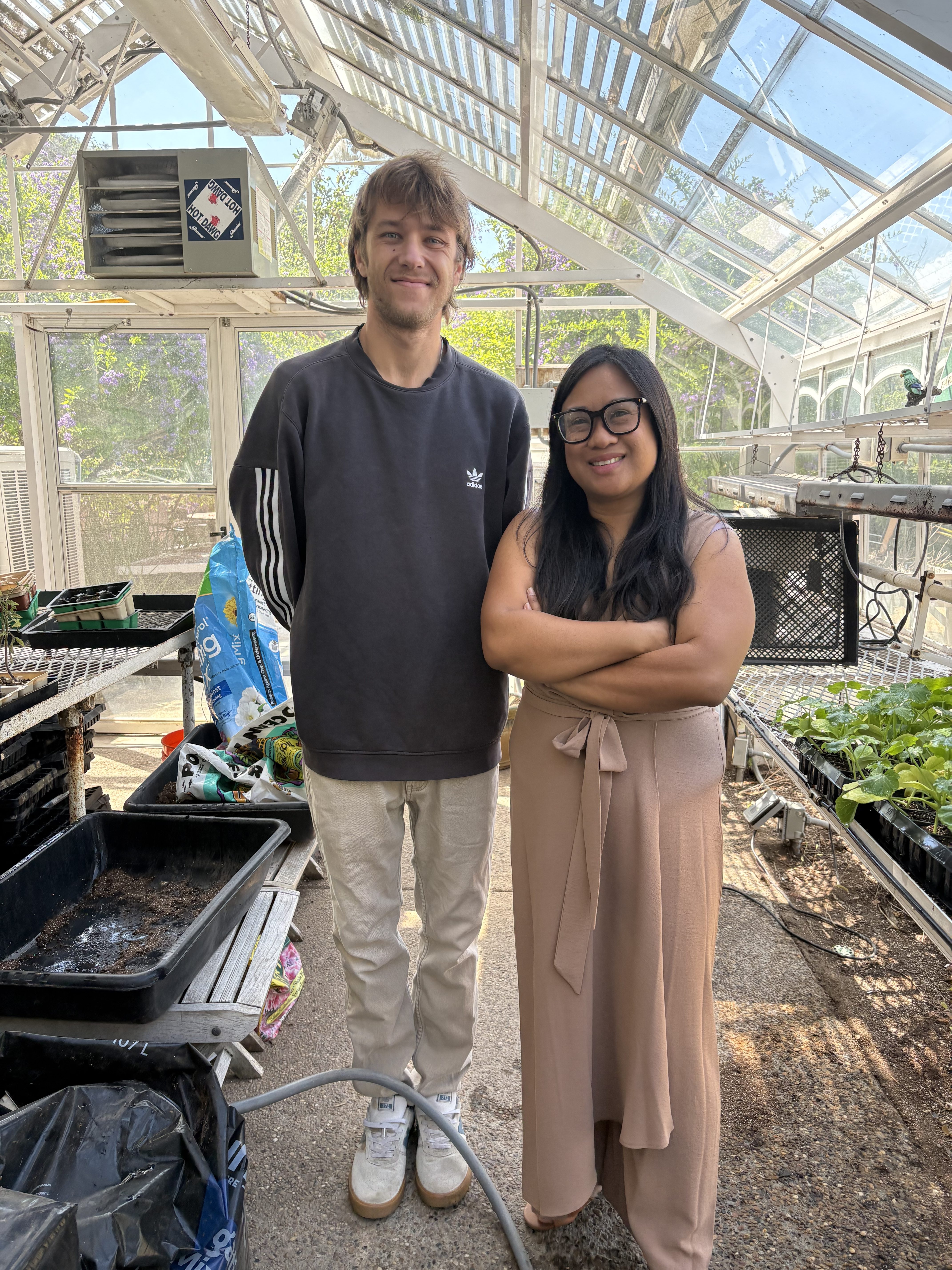 Collin Kokaska, left, horticulture assistant, and Sherryl Hernandez, health services...
