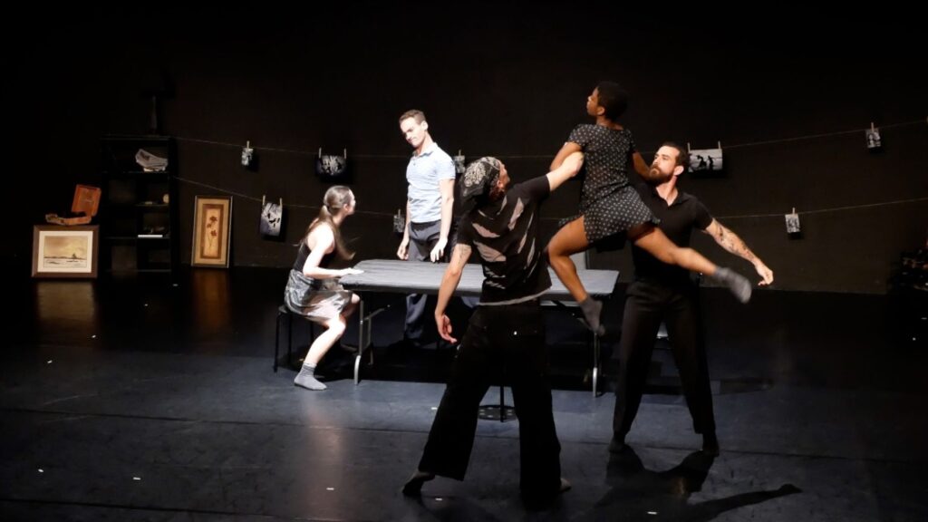 Dance at the Odyssey - Sydney Reed, Evan Lavo, Rory Dawson, Ariel Scott, and Brian Domino in “Reminiscence” choreography by Seda Aybay - Photo by Carl Owens.