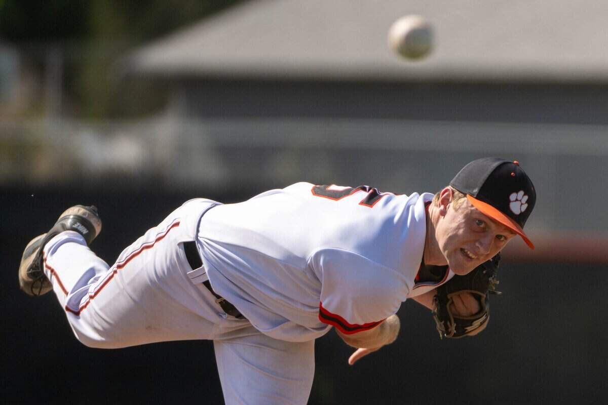 Roseville Tigers pitcher Tyler Ritter throws against the East Union Lancers in the CIF Sac-Joaquin Section baseball playoffs at Roseville High School on May 12.