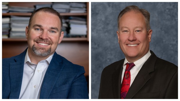 Rancho Cucamonga Councilmember Ryan Hutchison, left, is beating incumbent Ensen Mason in the race for San Bernardino County auditor-controller/treasurer/tax collector. (Courtesy of Ryan Hutchison, San Bernardino County)