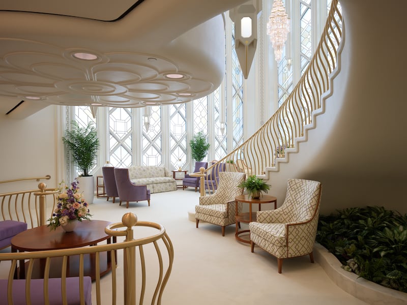 The celestial room of the San Diego California Temple.