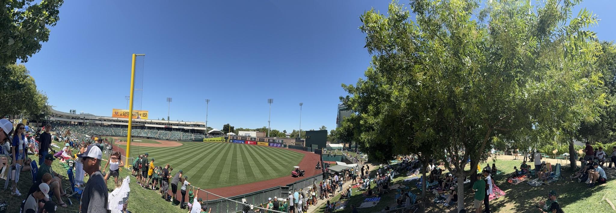 The “view” overlooking the hill in right field in Sutter Health Park