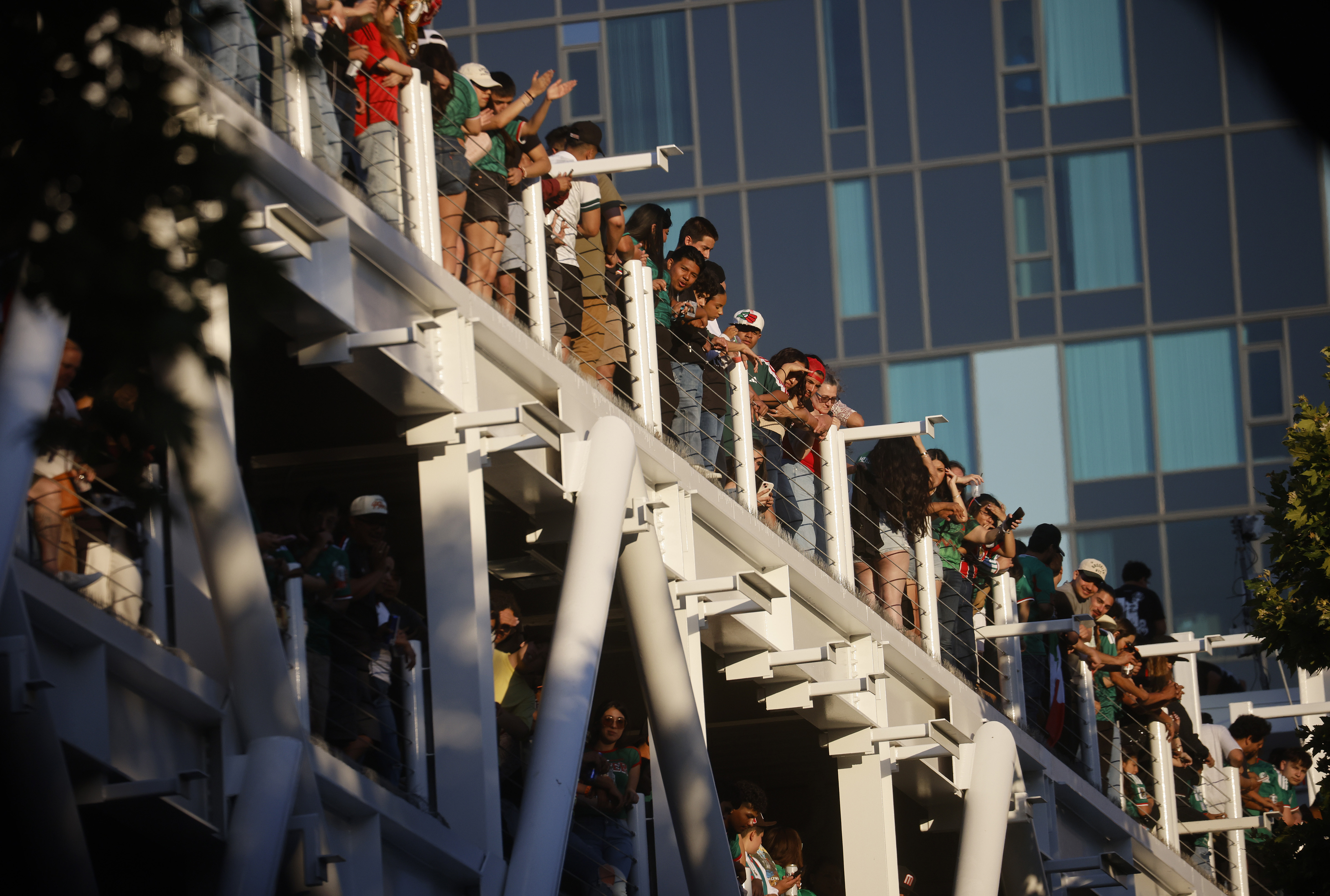 Soccer fans, mostly for Mexico, watch the Mexico versus the...
