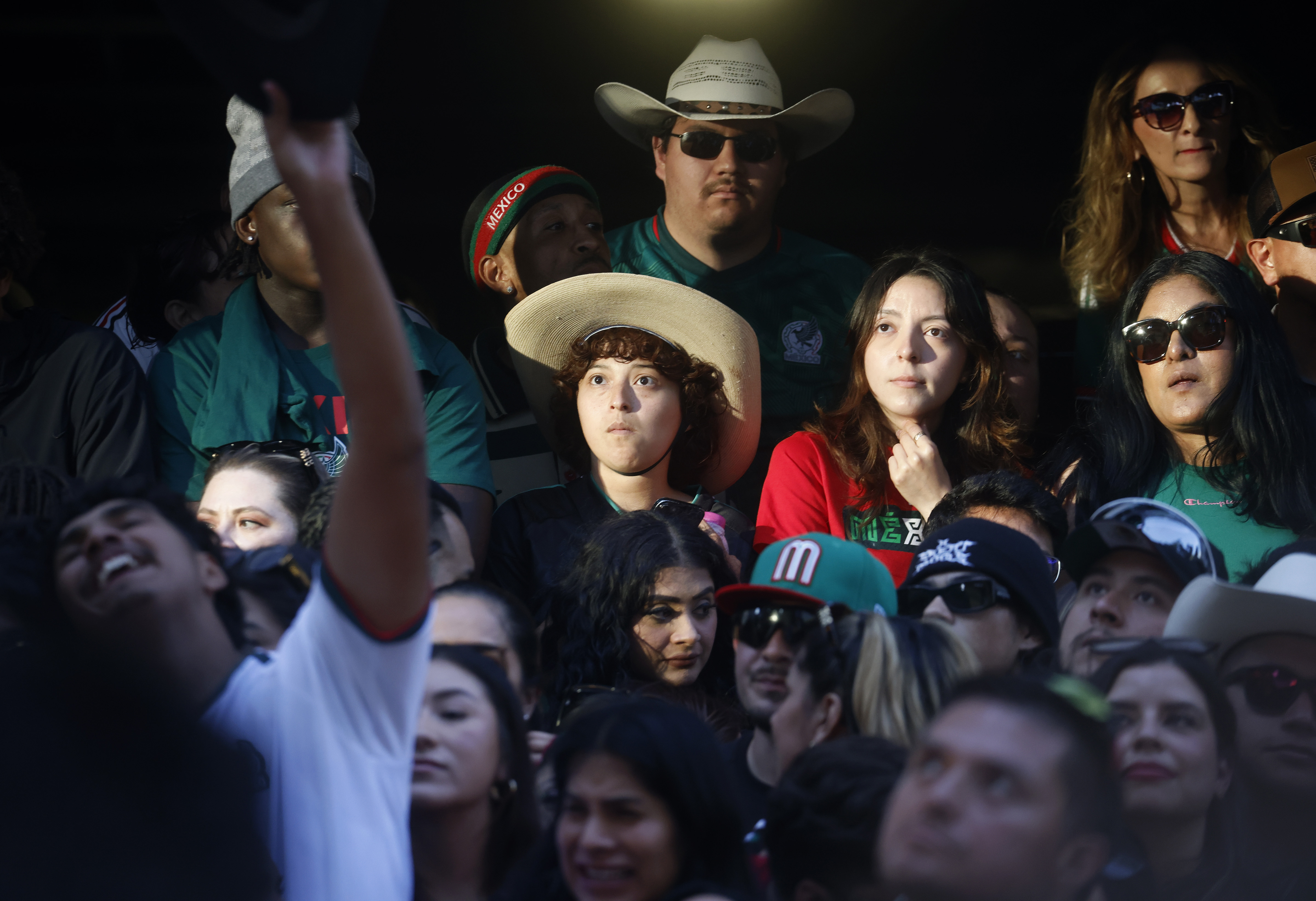 Soccer fans, mostly for Mexico, watch the Mexico versus the...