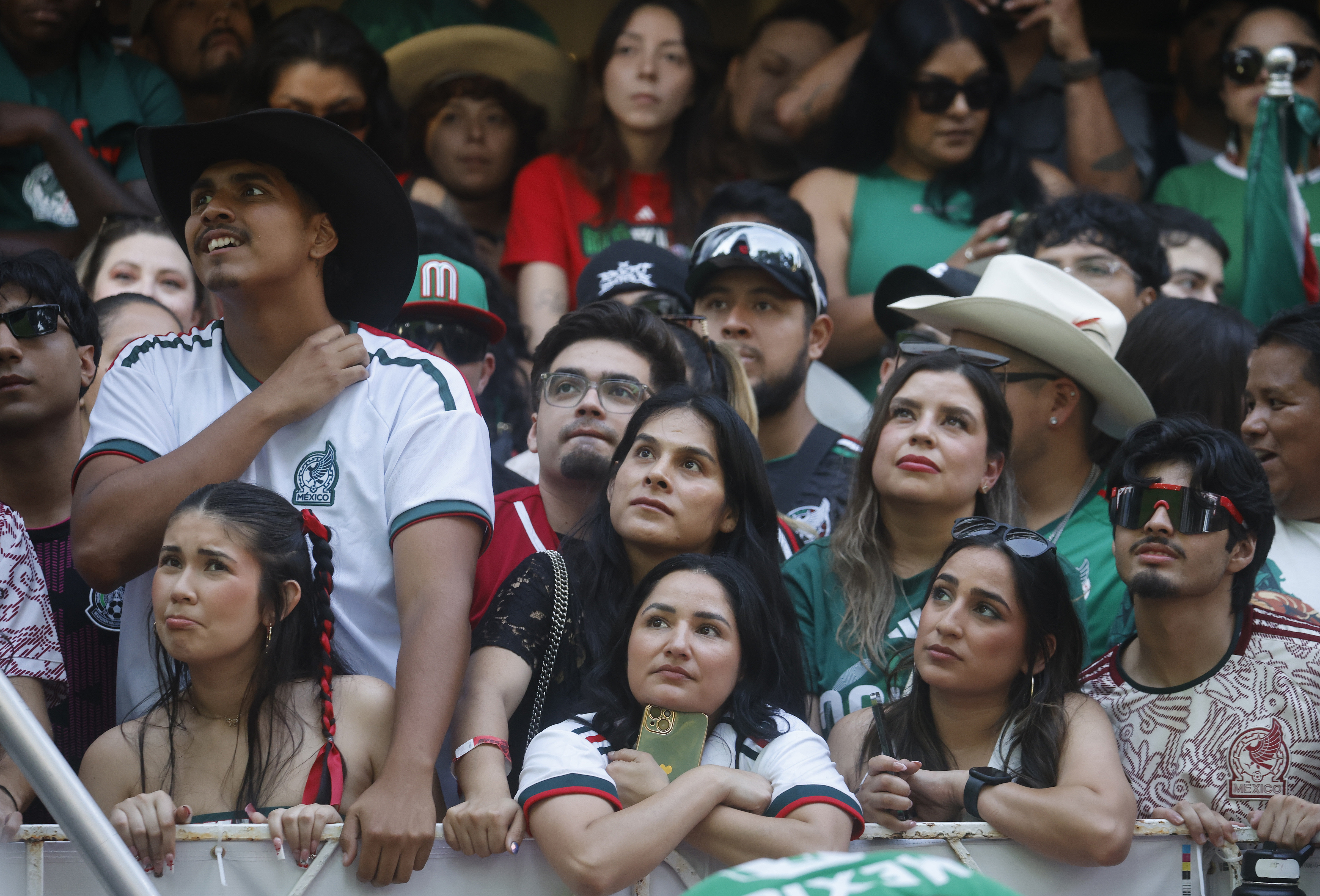 Mexico fans watch the Mexico versus the Korea Republic FIFA...