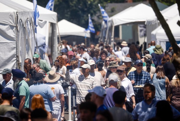 People wander through the San Jose Greek Festival at St. Nicholas Greek Orthodox Church in San Jose, Calif., on Sunday, May 31, 2026. (Nhat V. Meyer/Bay Area News Group)