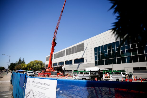 Constuction workers work on a new 303-bed, state-of-the-art hospital at the San Jose Medical Center at Kaiser Permanente San Jose in San Jose, Calif., on Thursday, June 25, 2026.  (Shae Hammond/Bay Area News Group)