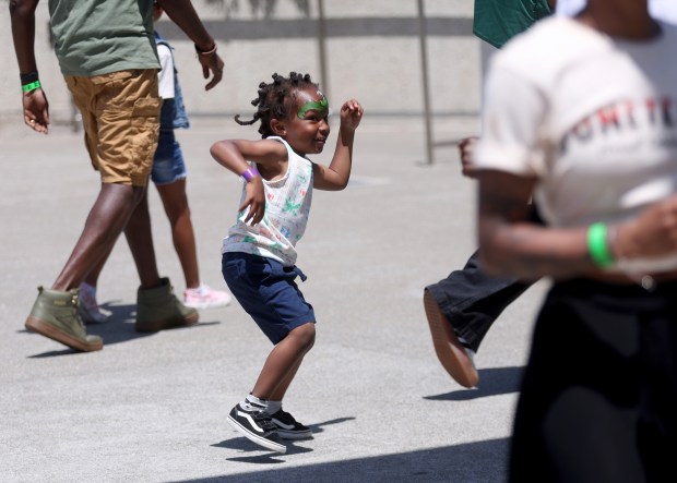 Wesley Park, 3, of Oakland, dances during the Oakland Museum of California's Hella Juneteenth Festival 2025 in Oakland, Calif., on Thursday, June 19, 2025. (Jane Tyska/Bay Area News Group)