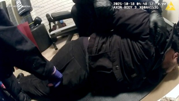 The Oakland Police Department released portions of video and audio captured during the in-custody death on Oct. 18, 2025, of Doug Martin, a former NFL running back. (Oakland Police Department)
