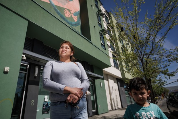 Quetzal Gardens housing complex resident Candy Sandoval talks about the parking situation around her apartment in East San Jose, March 26, 2026. (Dai Sugano/Bay Area News Group)