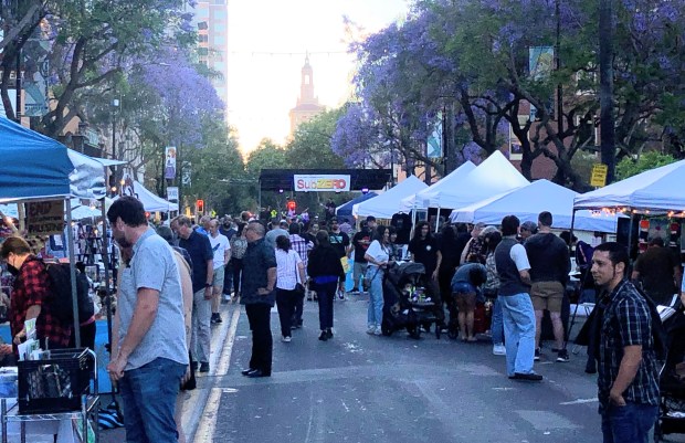 People visit booths set up by artists, poets, performers and craft vendors during the SubZero Festival in downtown San Jose on Saturday, June 6, 2024. The festival returns for its 16th edition on June 6-7, 2025. (Sal Pizarro/Bay Area News Group)