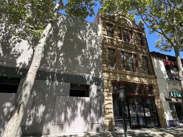 Street-level view of the Knox-Goodrich Building at 26 through 36 South First Street in downtown San Jose, seen on June 11, 2026.(George Avalos/Bay Area News Group)