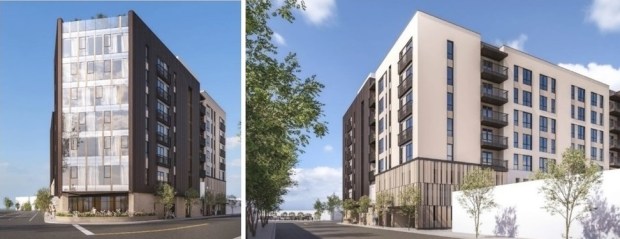 Apartment complex at 945 West Julian Street in San Jose, two-image concept.(LPMD Architects)