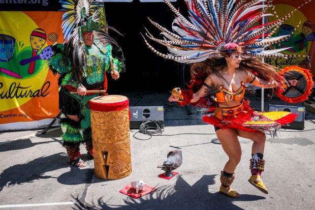 This year's Fiesta Cultural Fair in Walnut Creek will take place outdoors while World Cup matches are shown indoors at the Lesher Center for the Arts. A previous year's fiesta, above, featured the Calpulli Tonalehqueh Aztec dancers from San Jose. (Ray Chavez/Bay Area News Group)