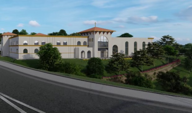 A rendering of the All Peoples Church project, which includes a 54,476 square-foot sanctuary building with classrooms, offices and a multipurpose gym. The rendering is a view of the church, looking north from College Avenue. (All Peoples Church)