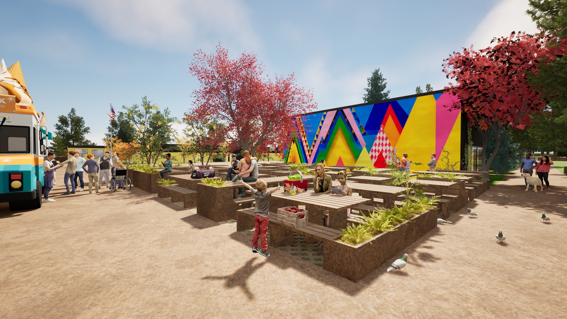 A proposed outside eating area at the Paul Ecke Central...