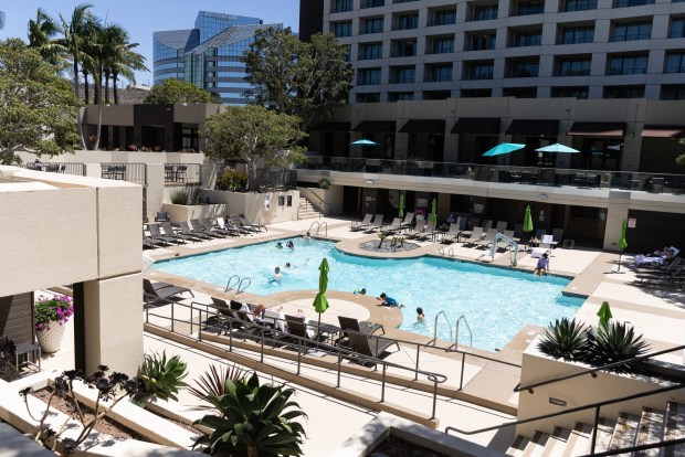 San Diego, CA - The Marriott pool which Element guests will be able to use, on Wednesday, June 17, 2026, in San Diego, CA. (Luke Johnson / The San Diego Union-Tribune)