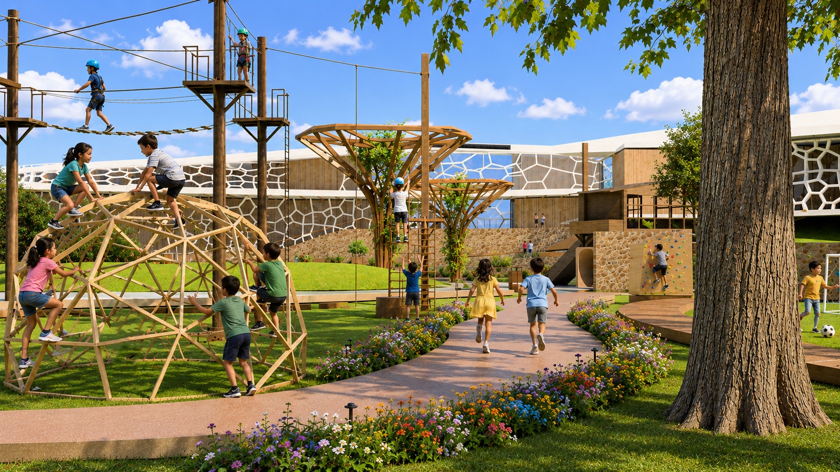 A rendering of playground in a reimagined Paul Ecke Central...