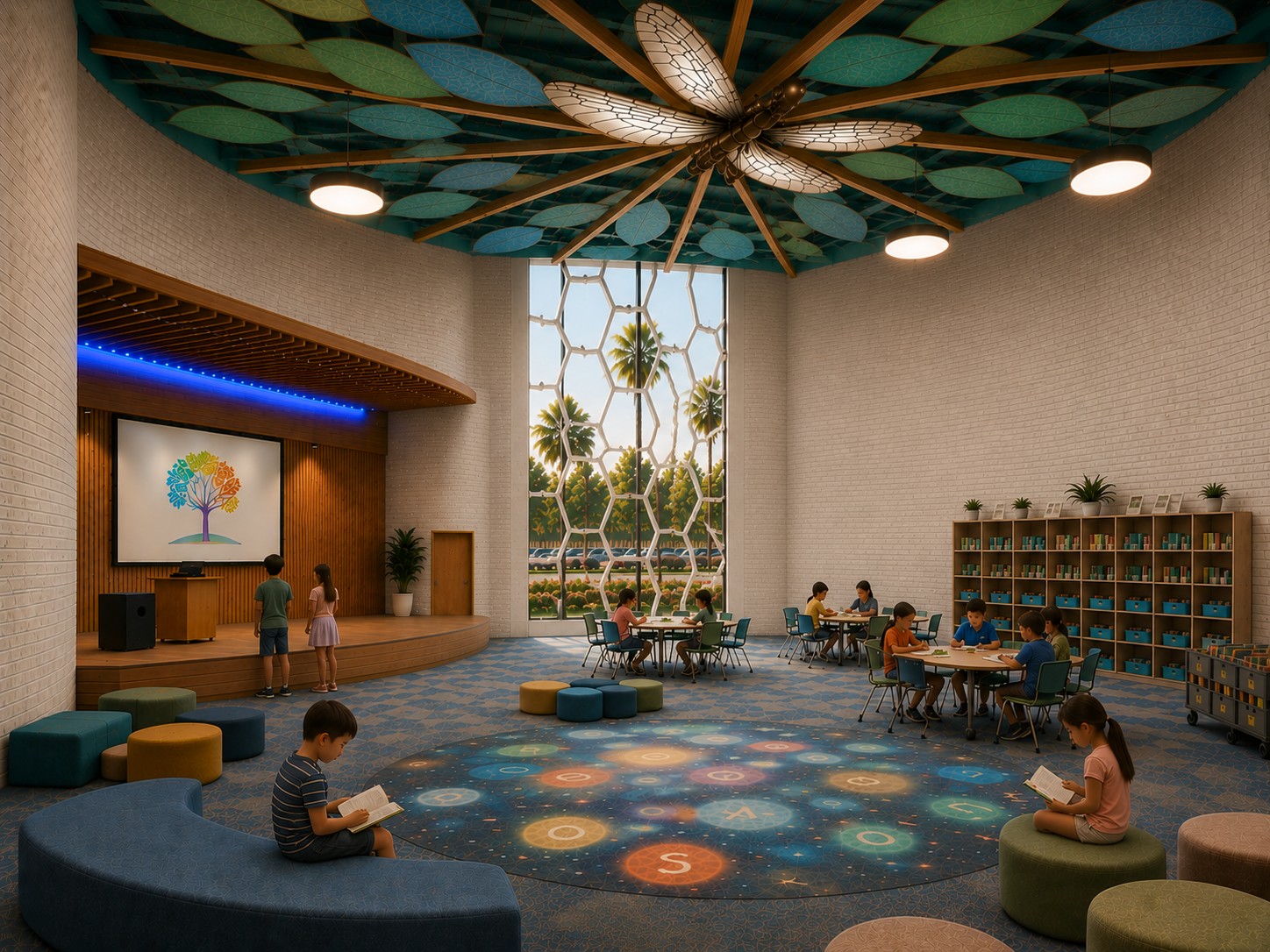 A rendering of a room in a reimagined Paul Ecke...