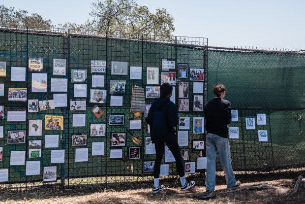 The "History Wall" during the Juneteenth celebration, hosted by the Cooper Family Foundation in Logan Heights on June 21, 2025. (Ariana Drehsler / For The San Diego Union-Tribune)