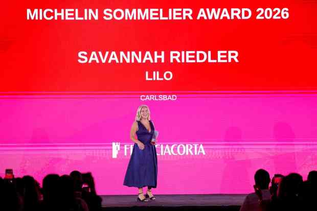 Savannah Riedler smiles after being awarded the Michelin Sommelier Award during the California Michelin awards ceremony at Eve on Wednesday, June 24, 2026 in San Diego, California. (Meg McLaughlin / The San Diego Union-Tribune)