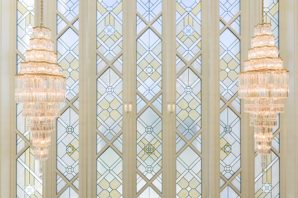 Newly replaced art glass inside the Celestial Room at the...