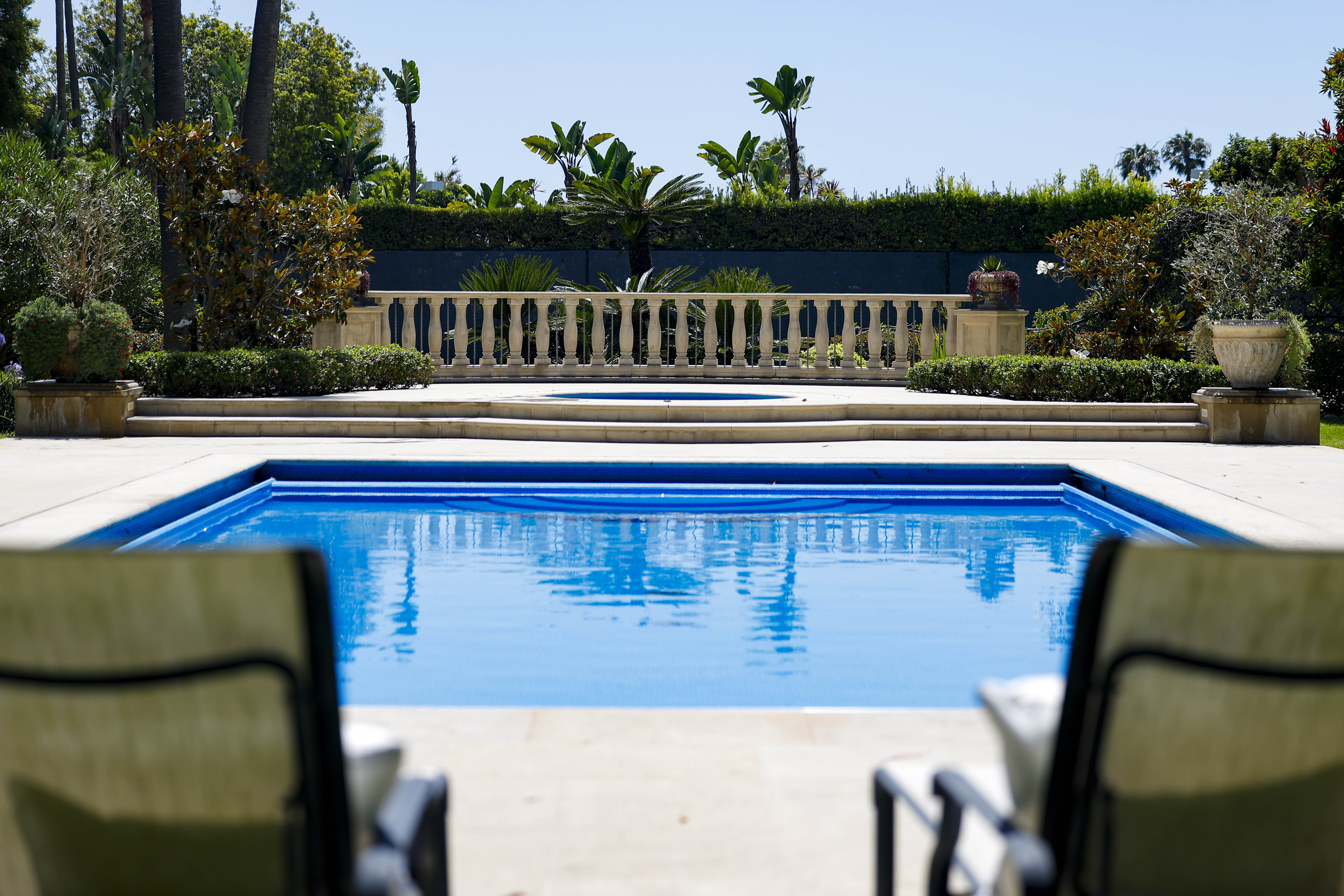 The pool and one of the two hot tubs at...