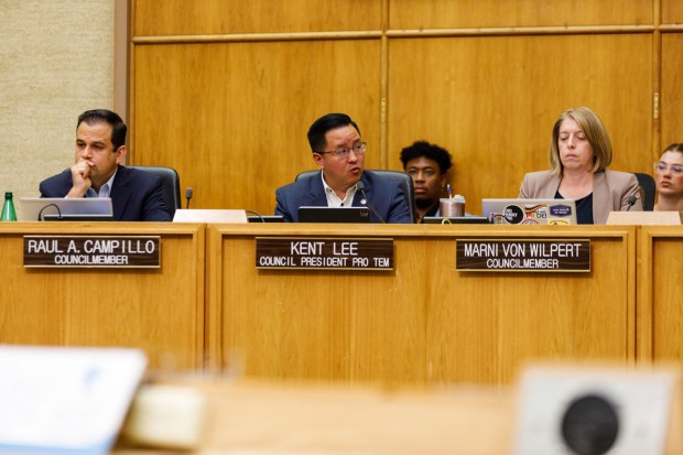 City Council President Pro Tem Kent Lee speaks during a budget review committee meeting at City Hall on Friday, June 5, 2026. (Kristian Carreon / The San Diego Union-Tribune)