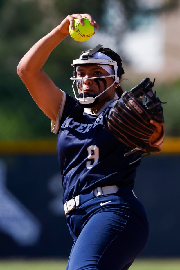 Mater Dei's Arri Romero #9 pitches against Point Loma during the CIF Southern California Division 1 Regional semifinals at Mater Dei Catholic High School on Thursday, June 4, 2026 in Chula Vista, California. (Meg McLaughlin / The San Diego Union-Tribune)