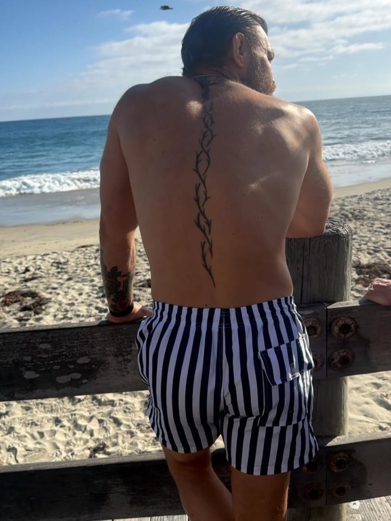 Conor McGregor on the beach looking out at the ocean.