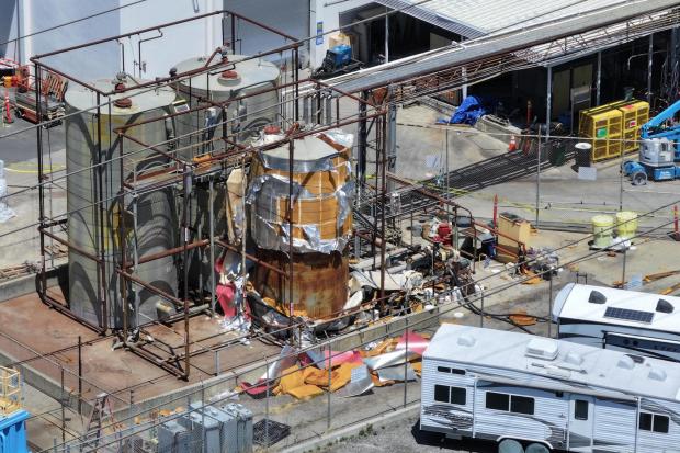 Ariel view of the chemical tank at GKN Aerospace in Garden Grove, Calif. on Wednesday, June 10, 2026. (AP Photo/William Liang)