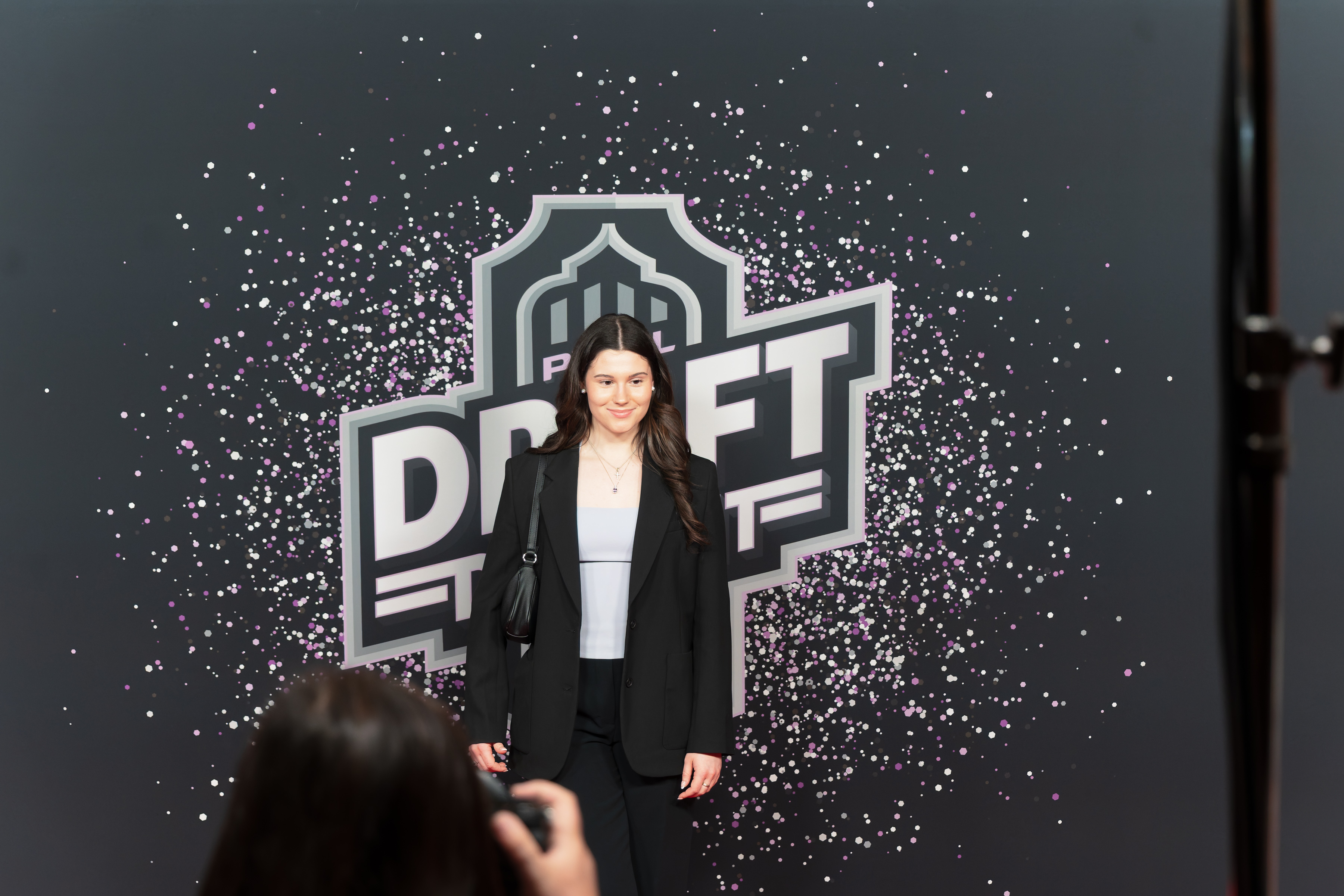 Laurence Frenette from Quinnipiac University, poses on the red carpet...