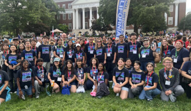 California students and educators participate in the Parade of States during the opening ceremony of the 2026 National History Day National Contest at the University of Maryland.