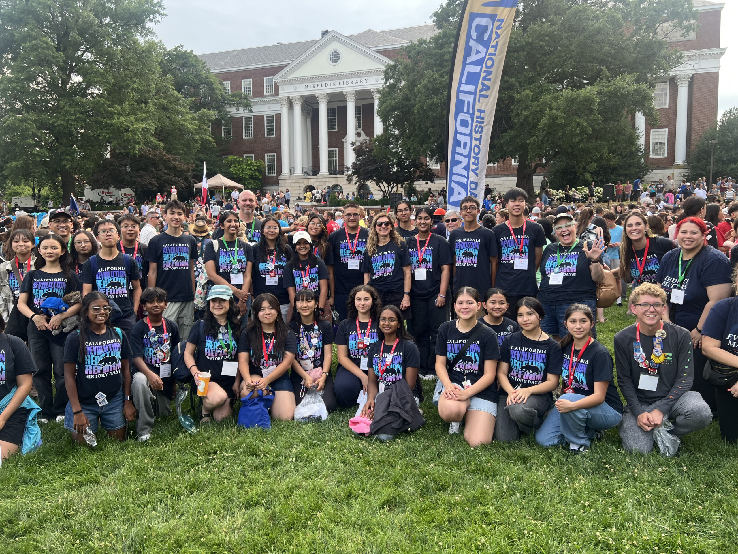 California students and educators participate in the Parade of States during the opening ceremony of the 2026 National History Day National Contest at the University of Maryland.