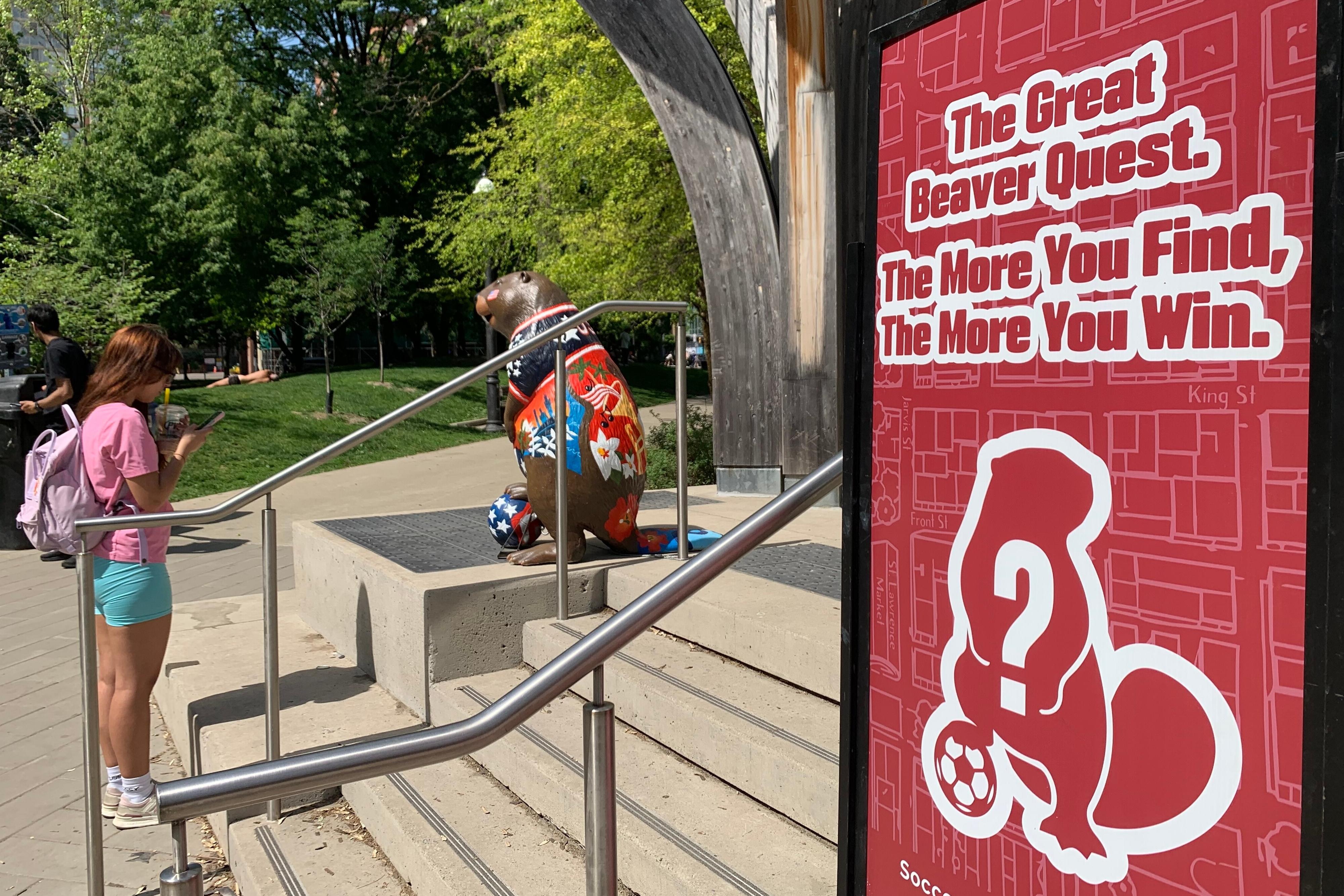 A beaver sculpture representing the United States that is part of The Great Beaver Quest.