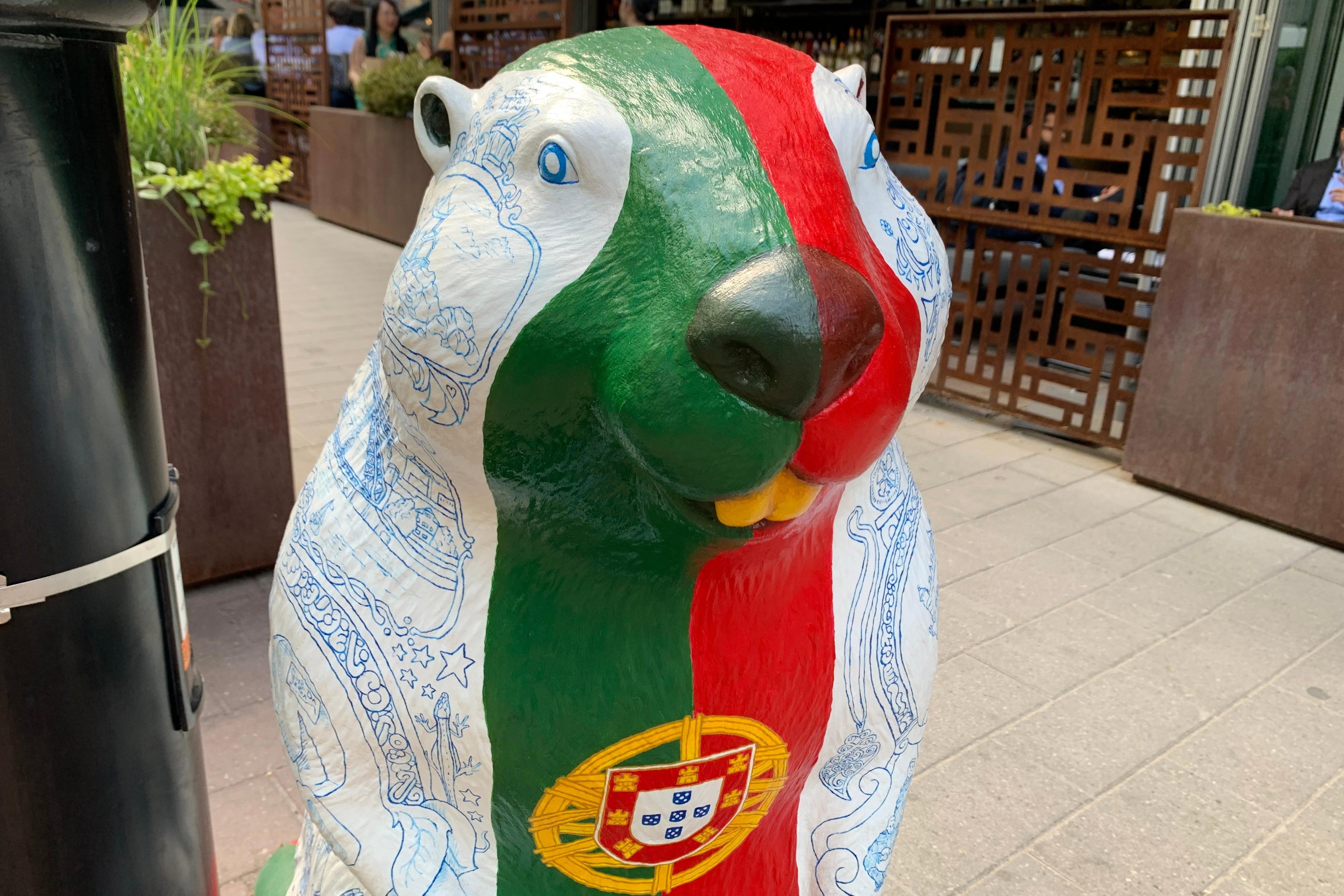 A beaver sculpture representing Portugal that is part of The Great Beaver Quest.