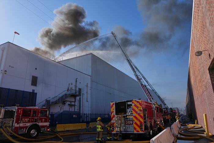 Los Angeles warehouse fire prompts shelter-in-place orders due to hazardous air