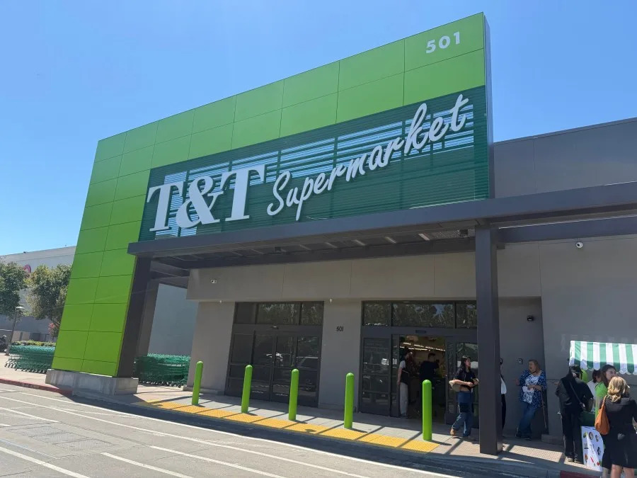 An exterior view of the T&T Supermarket a day before its grand opening on June 18 in San Jose at Westgate Center. It is the Canada-based Asian grocer’s first location in California.