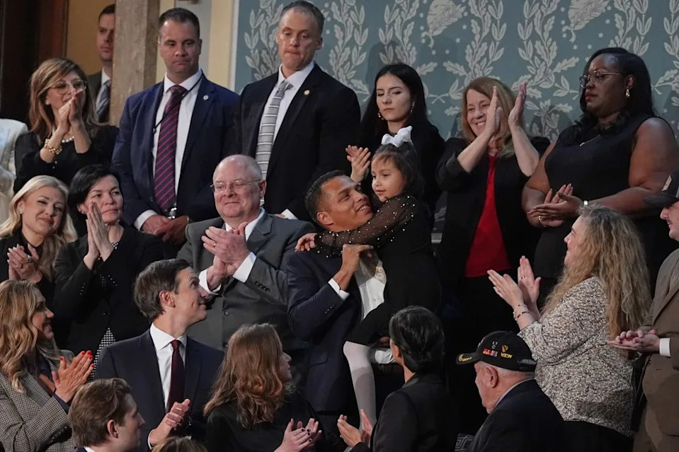 Dalilah and her parents, Marcus and Ileana, at the State of the Union in 2026 AP