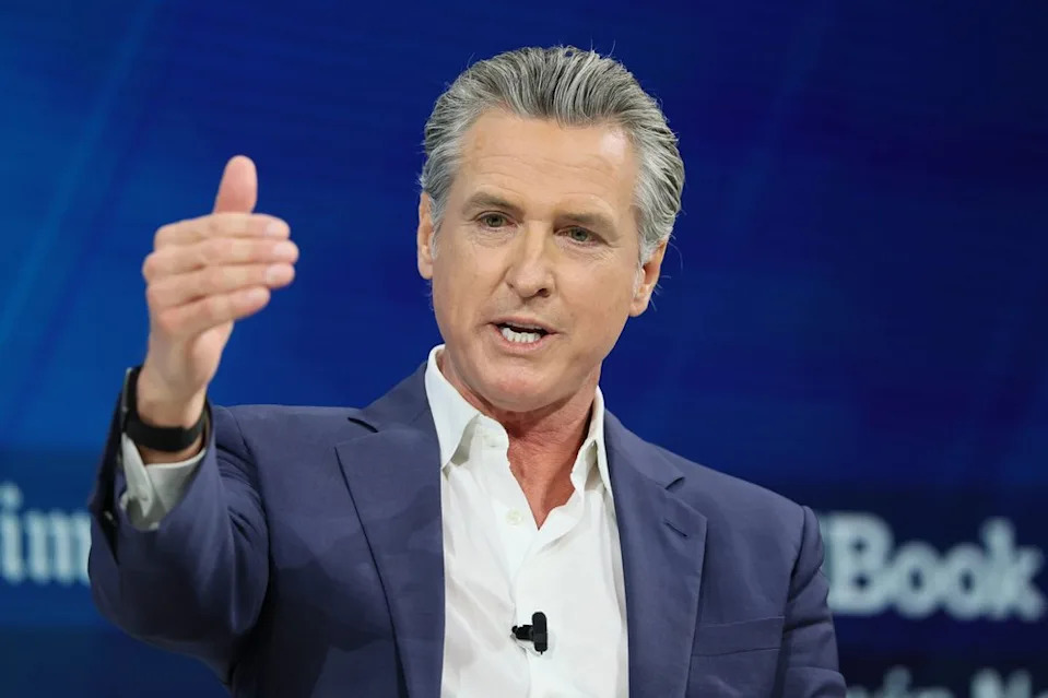 California Gov. Gavin Newsom speaking in 2025
