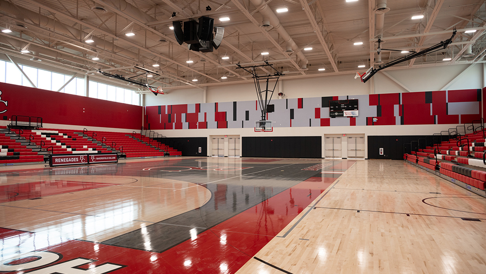 empty basketball court in the Renegade Athletic Complex
