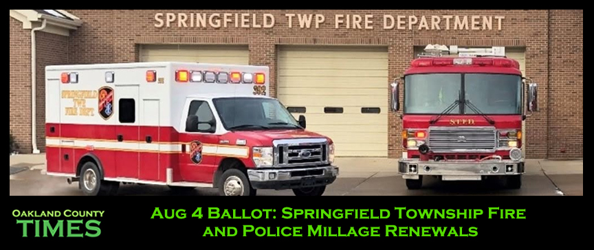 Aug 4 Ballot: Springfield Township Fire and Police Millage Renewals